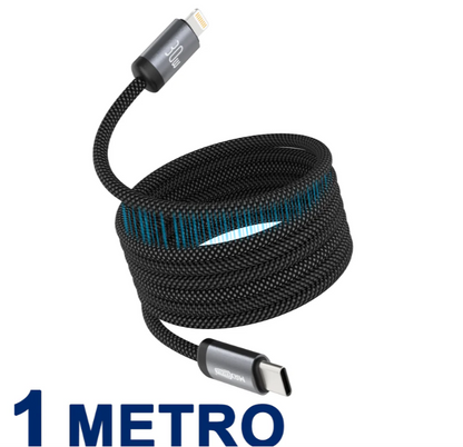 Cavo Magnetico Auto-avvolgente 60W/30W C-C a C-IPHONE Ricarica Ultra-rapida PD2.0-3.1 con Protezione OTP/OCP e Trasferimento Dati 480 Mbps