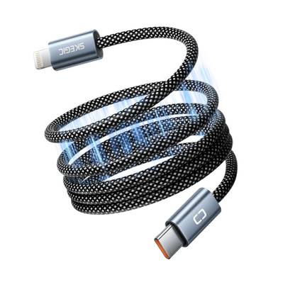 Cavo Magnetico Auto-avvolgente 60W/30W C-C a C-IPHONE Ricarica Ultra-rapida PD2.0-3.1 con Protezione OTP/OCP e Trasferimento Dati 480 Mbps