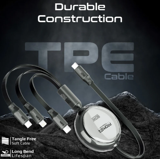 Multi Cavo di Ricarica 3 in 1 – Lightning + Micro USB + USB-C-Cavo USB-C 2 in 1 – Doppia Uscita USB-C 60W + Lightning 30W