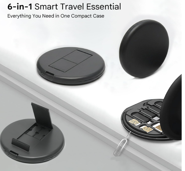USB C Adapter OTG Cable Kit, Multi Charging Cable Case Convertor USB C to iOS Device/Type C/Micro/USB A Adapter, Data Transfer Contains Card Slot for Traveling, Use as Phone Holder