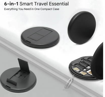 USB C Adapter OTG Cable Kit, Multi Charging Cable Case Convertor USB C to iOS Device/Type C/Micro/USB A Adapter, Data Transfer Contains Card Slot for Traveling, Use as Phone Holder