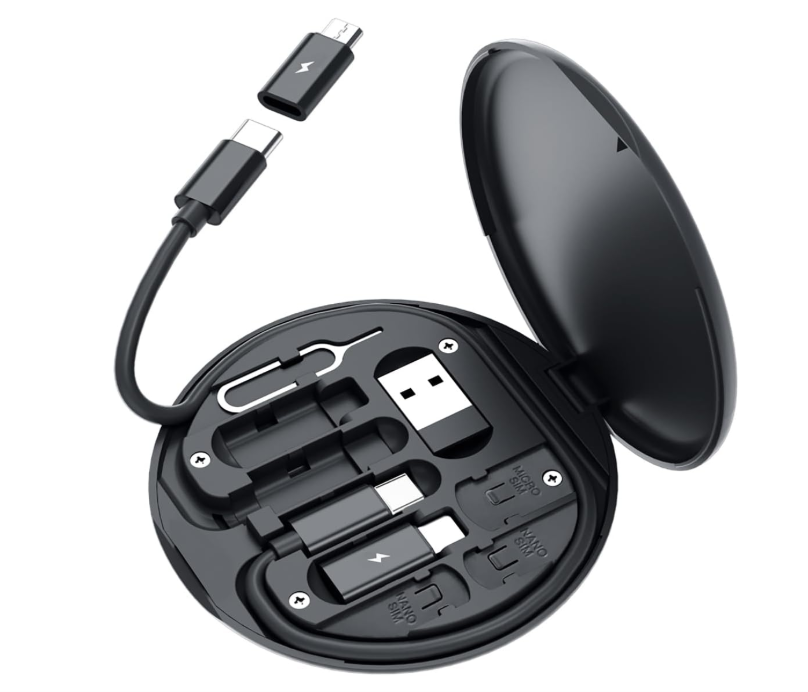 USB C Adapter OTG Cable Kit, Multi Charging Cable Case Convertor USB C to iOS Device/Type C/Micro/USB A Adapter, Data Transfer Contains Card Slot for Traveling, Use as Phone Holder