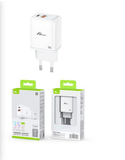 Caricatore Rapido 35W USB-C Power Delivery + USB-A QC3.0 per iPhone e Android Doppia Porta Tecnologia PPS Compatto da Viaggio Carica Veloce e Efficiente