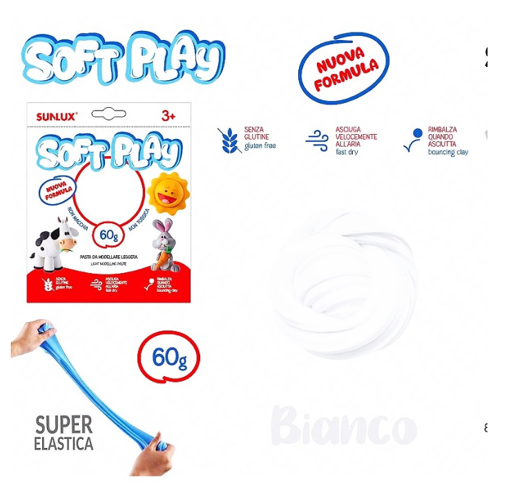 Soft Play Pasta Modellabile Elastica 60 g per Gioco Creativo