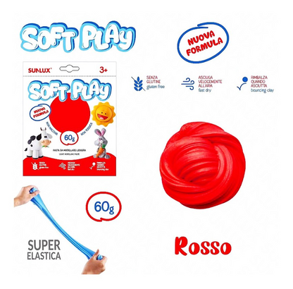 Soft Play Pasta Modellabile Elastica 60 g per Gioco Creativo