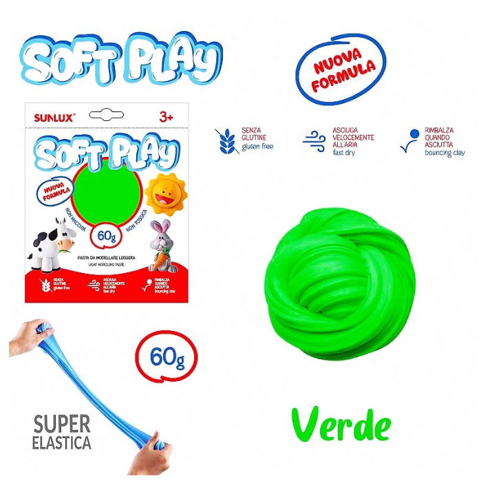 Soft Play Pasta Modellabile Elastica 60 g per Gioco Creativo