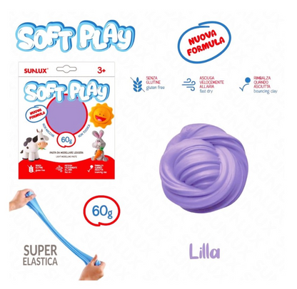 Soft Play Pasta Modellabile Elastica 60 g per Gioco Creativo