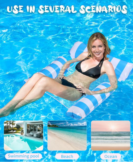 Amaca Galleggiante, Letto Galleggiante, Amaca Gonfiabile Piscina, 4 in 1 Galleggiante Sdraio, Amaca Gonfiabile Mare Materassini Piscina per Estate Piscina Mare Accessori Spiaggia 115x100cm