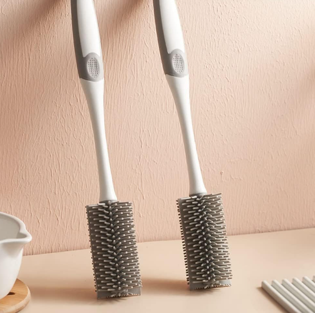 Lavabottiglie Big in Silicone con Spatola Testina Flessibile per Pulizia Efficace Manico con Foro per Appenderlo Lavabile in Lavastoviglie 32 cm