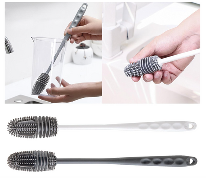 Lavabottiglie Big in Silicone con Spatola Testina Flessibile per Pulizia Efficace Manico con Foro per Appenderlo Lavabile in Lavastoviglie 32 cm