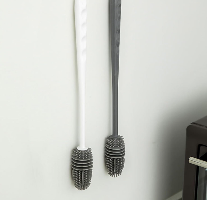 Lavabottiglie Big in Silicone con Spatola Testina Flessibile per Pulizia Efficace Manico con Foro per Appenderlo Lavabile in Lavastoviglie 32 cm