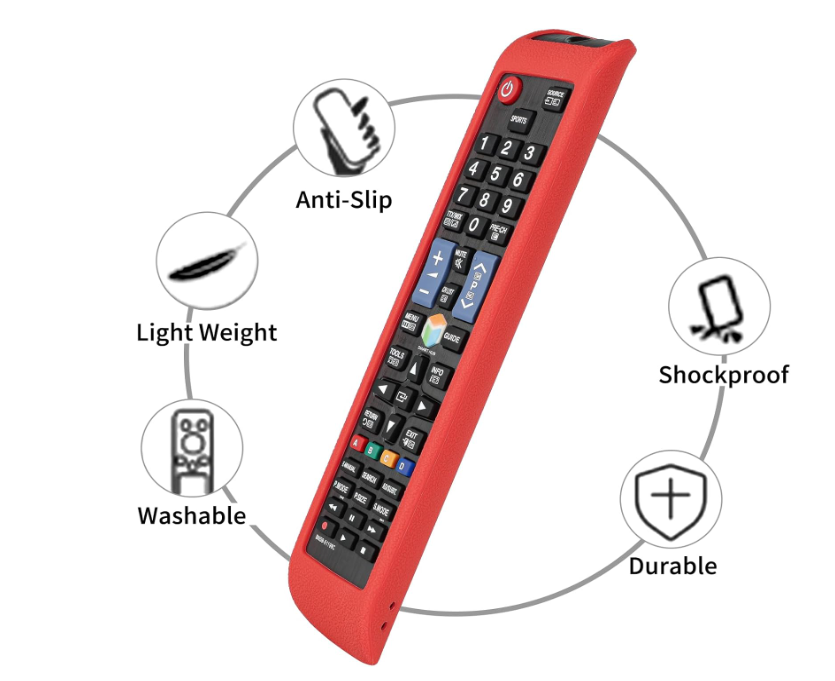 Custodia per Telecomando in Silicone Elastico Compatibile con TV Protezione Antiurto con Cordino 23cm per Sicurezza e Facile Gestione