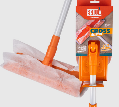 Attrezzo catturapolvere Cross con 10 veline completo di manico.