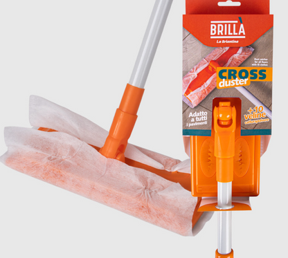 Attrezzo catturapolvere Cross con 10 veline completo di manico.