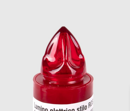 Lumini Stilo Rosso/bianco  365 gg Lumino elettrico di colore rosso per loculo mortuario, luce rossa intermittente. Lumino a batteria, usa e getta. Molto resistente alle intemperie, quindi perfetto anche da esterno