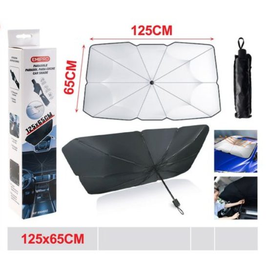 Parasole Auto Parabrezza Interno Pieghevole Blocca 99.9% Raggi UV per Auto SUV Camion Autocarri 140x79cm/125*69cm Protezione Solare Efficiente