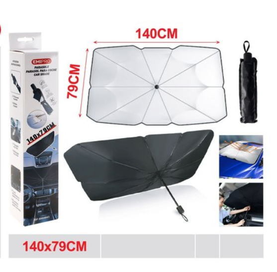 Parasole Auto Parabrezza Interno Pieghevole Blocca 99.9% Raggi UV per Auto SUV Camion Autocarri 140x79cm/125*69cm Protezione Solare Efficiente
