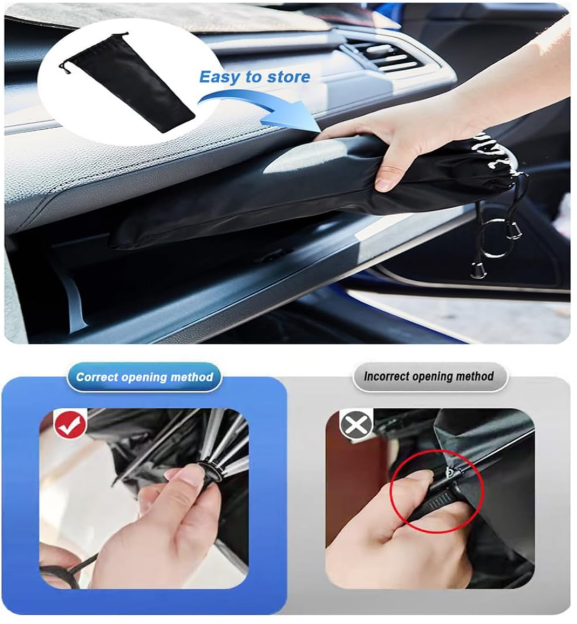 Parasole Auto Parabrezza Interno Pieghevole Blocca 99.9% Raggi UV per Auto SUV Camion Autocarri 140x79cm/125*69cm Protezione Solare Efficiente