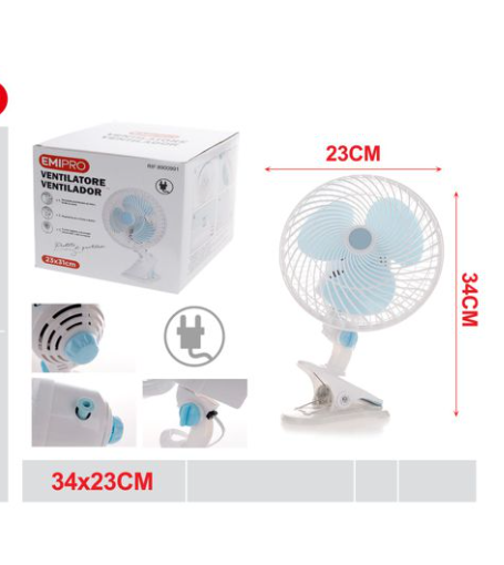 Ventilatore piccolo ventilatore portatile con 3 velocità forte silenzioso e rotazione a 180 ° ventilatore da tavolo per casa ufficio DIAMETRI 23CM  H 31CM