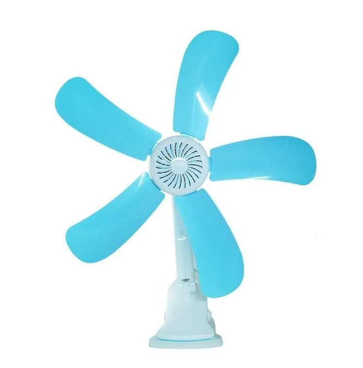 Piccolo Ventilatore elettrico con Pinza e Doppio Snodo dotato di 5 Pale per Tavolo Scrivania Casa Letto Ufficio 39*H48CM
