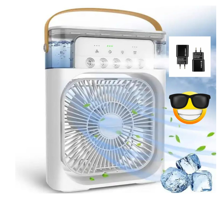 Ventilatore USB C Mini Condizionatore da Tavolo con Nebulizzatore d'Acqua 500ML Timer Autospegnimento Ruotabile LED Silenzioso Portatile per Casa Ufficio Campeggio