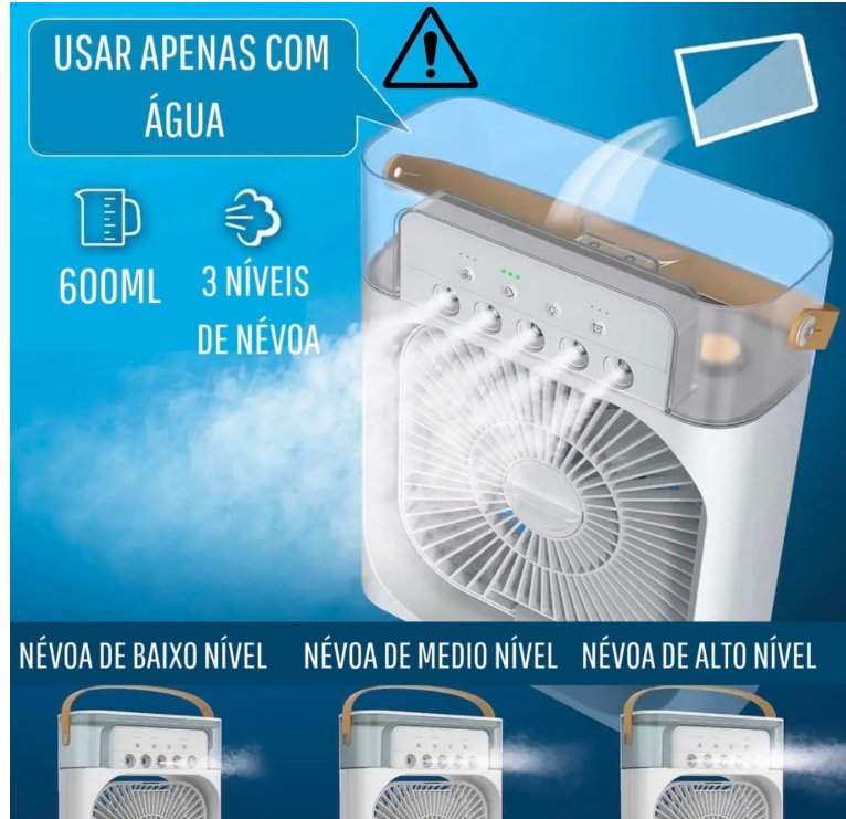 Ventilatore USB C Mini Condizionatore da Tavolo con Nebulizzatore d'Acqua 500ML Timer Autospegnimento Ruotabile LED Silenzioso Portatile per Casa Ufficio Campeggio