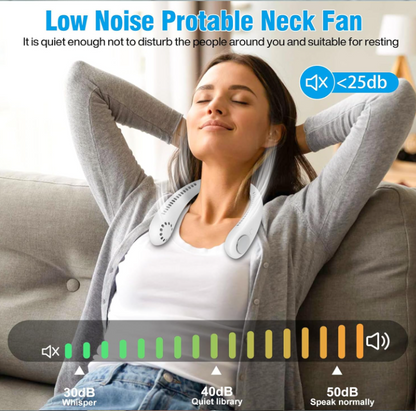 VENTILATORE COLLO SENZA PALE PORTATILE RICARICABILE ARIA USB 3 Velocità Ricaricabile Silenzioso Potente per Ufficio Viaggi Sport  6*h21cm
