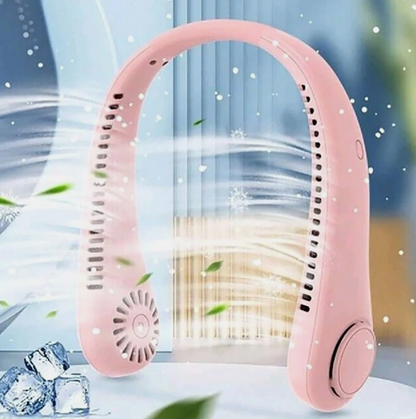VENTILATORE COLLO SENZA PALE PORTATILE RICARICABILE ARIA USB 3 Velocità Ricaricabile Silenzioso Potente per Ufficio Viaggi Sport  6*h21cm