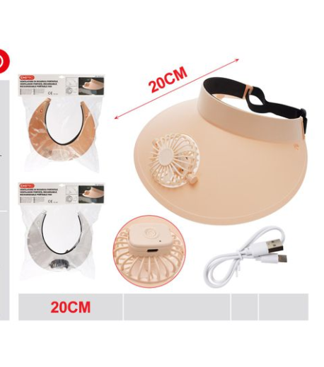 Cappello a ventaglio a energia solare, cappello a tesa larga con USB, per l'estate, leggero, per pesca all'aperto, spiaggia, per uomini e donne