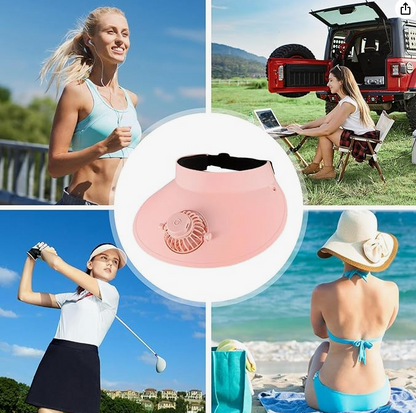 Cappello a ventaglio a energia solare, cappello a tesa larga con USB, per l'estate, leggero, per pesca all'aperto, spiaggia, per uomini e donne