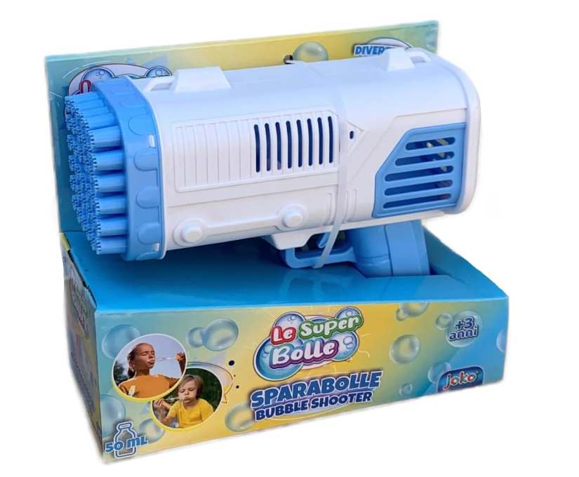 Le Super Bolle Pistola Elettrica per Bolle di Sapone a 36 Fori Blu/Rosa Giocattolo per Bambini Batterie Non Incluse