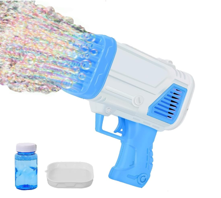 Le Super Bolle Pistola Elettrica per Bolle di Sapone a 36 Fori Blu/Rosa Giocattolo per Bambini Batterie Non Incluse