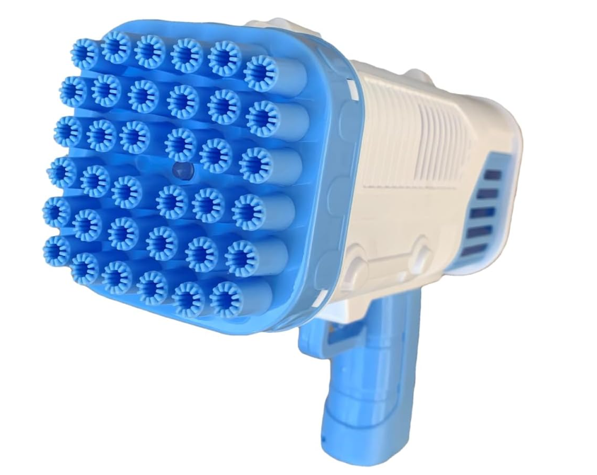 Le Super Bolle Pistola Elettrica per Bolle di Sapone a 36 Fori Blu/Rosa Giocattolo per Bambini Batterie Non Incluse