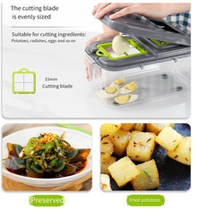 Tritatutto per Verdure Tagliatrice a cubetti - Robot da Cucina Piccolo, Affettatrice per Verdure Grattugia, Mini Tritatutto per Formaggio, Tritatutto per Patate, Cipolle, Aglio con Contenitore,
