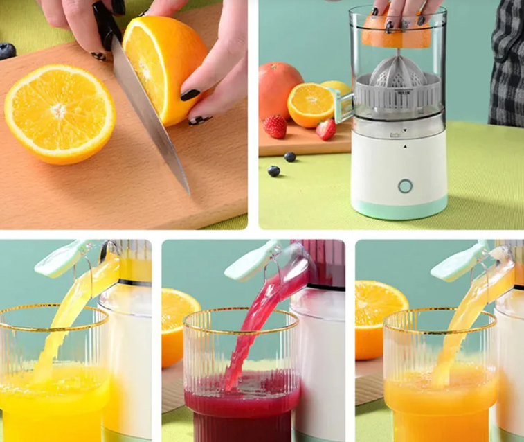 Spremiagrumi Elettrico con Motore Potente e Cavo di Ricarica USB per Succhi di Frutta Fresca e Saporiti
