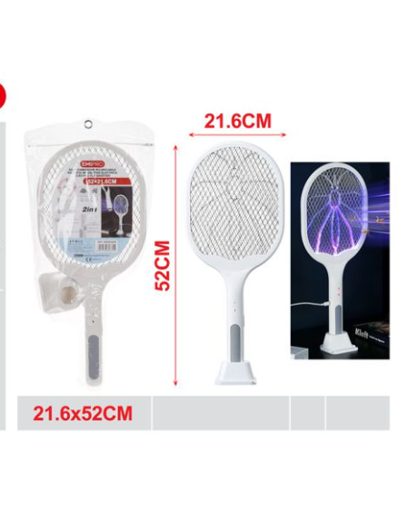 Racchetta,Elettrico Per Interni Ed Esterni Scacciamosche, Zapper Per Insetti Ricaricabile Tramite USB, Sicuro Al Tatto Con Rete Di Sicurezza A 3 Strati,Bianca