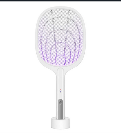 Racchetta,Elettrico Per Interni Ed Esterni Scacciamosche, Zapper Per Insetti Ricaricabile Tramite USB, Sicuro Al Tatto Con Rete Di Sicurezza A 3 Strati,Bianca