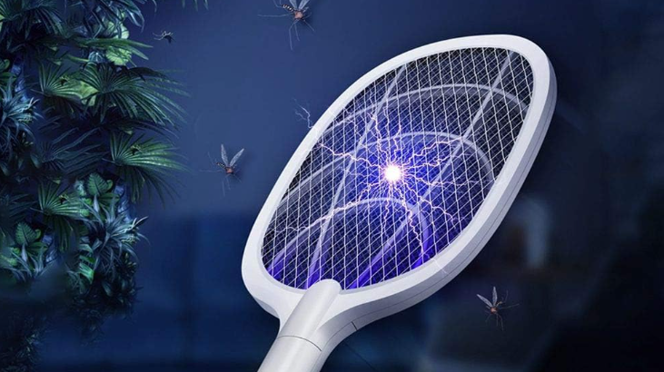 Racchetta,Elettrico Per Interni Ed Esterni Scacciamosche, Zapper Per Insetti Ricaricabile Tramite USB, Sicuro Al Tatto Con Rete Di Sicurezza A 3 Strati,Bianca