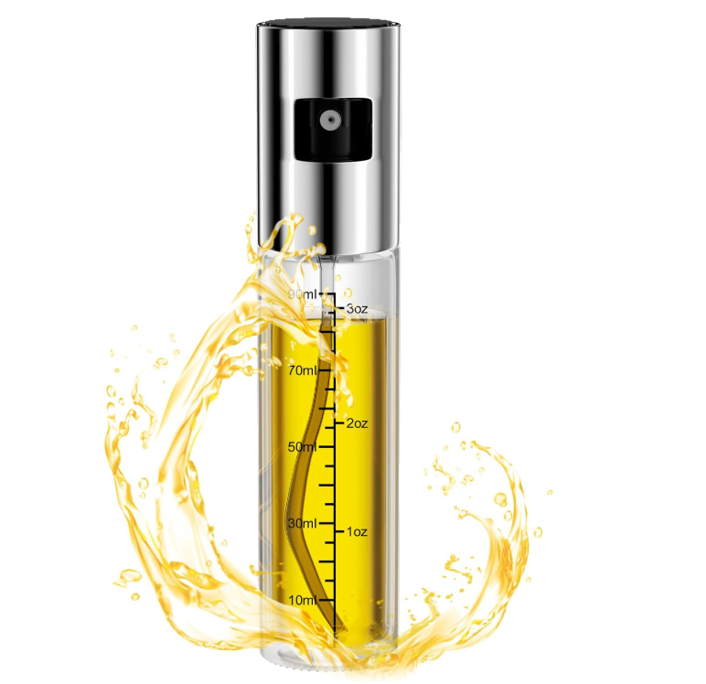 Spruzzino per Olio, 100 ML Spray Olio con Scala, Spruzzatore Olio Bottiglia di Olio o aceto Riutilizzabile Trasparente, Adatto per Cucinare, Grigliare, cuocere al Forno, Pasta, insalate
