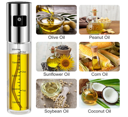 Spruzzino per Olio, 100 ML Spray Olio con Scala, Spruzzatore Olio Bottiglia di Olio o aceto Riutilizzabile Trasparente, Adatto per Cucinare, Grigliare, cuocere al Forno, Pasta, insalate
