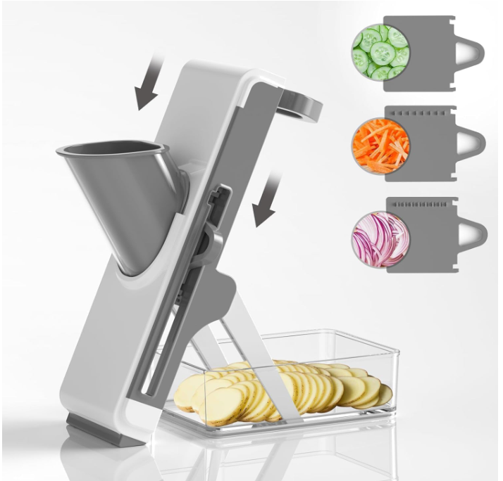 safe mandoline Food Slicer, Vegetable Slicer for Kitchen, Mandoline Potato Slicer，Kitchen Food Slicer, 4in1 & Thickness Adjuster Multifunctional Chopper Vegetable Cutter for Fast Meal