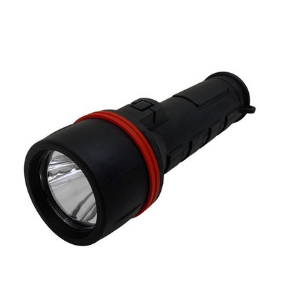 Torcia LED di Emergenza Impermeabile MU-T92107, Lanterna Portatile da Campeggio e Trekking, 1W LED, 2x Batterie D, Antiscivolo, Duratura, Ideale per Casa, Outdoor e Blackout