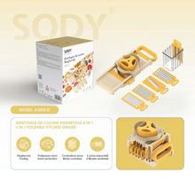 SODY Mandolina affettaverdure 6 in 1 compatta con 6 lame intercambiabili per cucina versatile e compatto