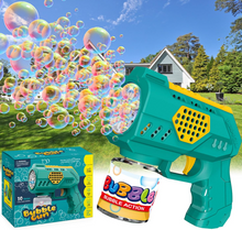 Pistola a Bolle per Bambini con Luci 10000+ Bolla al Minuto Soluzione 10 Fori Sparabolle Portatile per Feste Compleanno All'aperto Matrimoni Verde Automatico