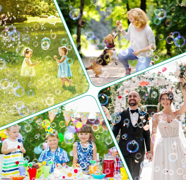 Pistola a Bolle per Bambini con Luci 10000+ Bolla al Minuto Soluzione 10 Fori Sparabolle Portatile per Feste Compleanno All'aperto Matrimoni Verde Automatico