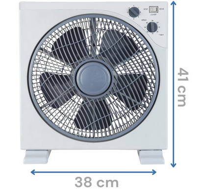 Ventilatore Portatile Quadrato Rinfrescante da Pavimento o Tavolo con 5 Pale e 3 Livelli di Intensità Rotazione 360 Gradi e Timer Ventilatore