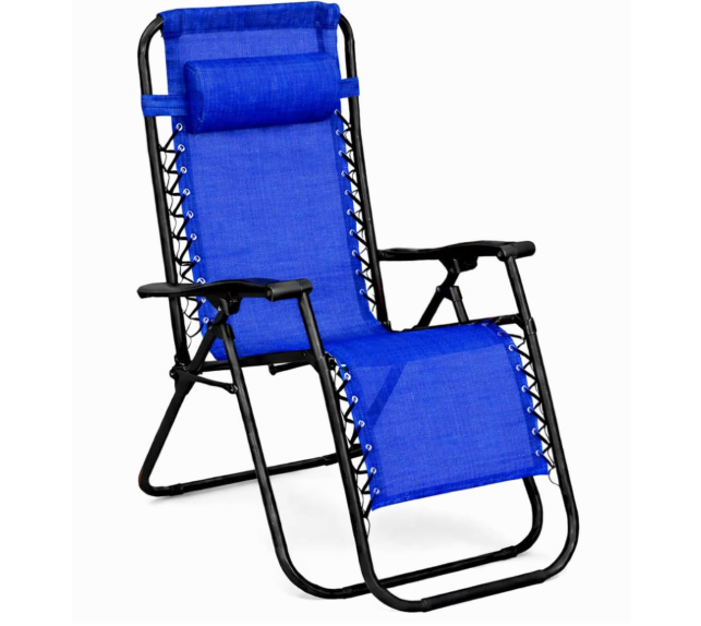 Marbueno Steel Garden Deck Chair with Armrests, Foldable, Pink and White Fabric Seat, 90x108x66 cm, Durable and Breathable