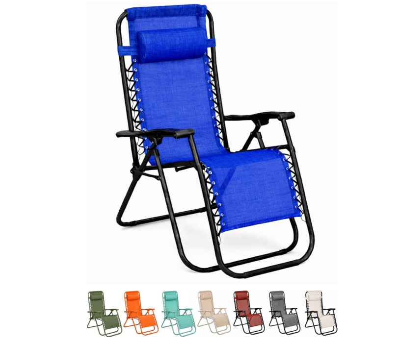 Marbueno Steel Garden Deck Chair with Armrests, Foldable, Pink and White Fabric Seat, 90x108x66 cm, Durable and Breathable
