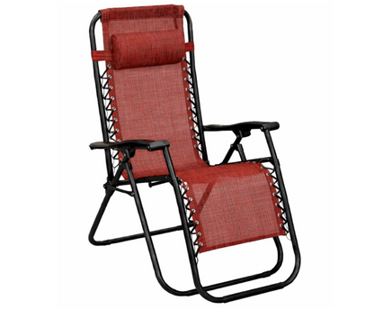 Marbueno Steel Garden Deck Chair with Armrests, Foldable, Pink and White Fabric Seat, 90x108x66 cm, Durable and Breathable