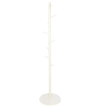 Appendiabiti da Terra in Metallo Bianco con 8 Ganci h175 cm x ø40 cm Struttura Robusta Base in Mdf Facile da Montare
